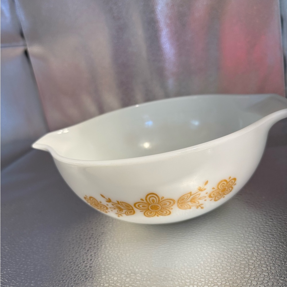 Vintage White Bowl with Gold Floral Design